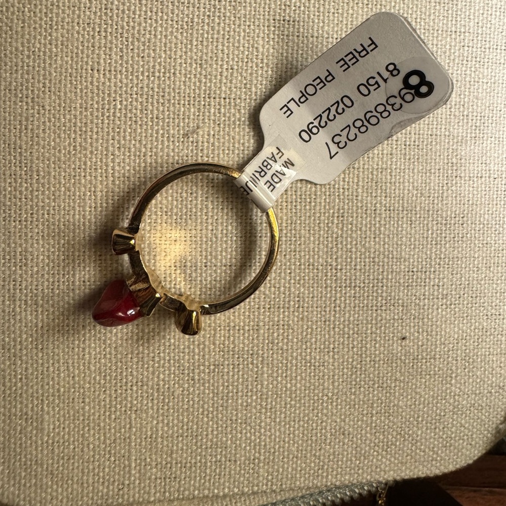 Free People Gold Ring with Red Stone - Picture 4 of 4